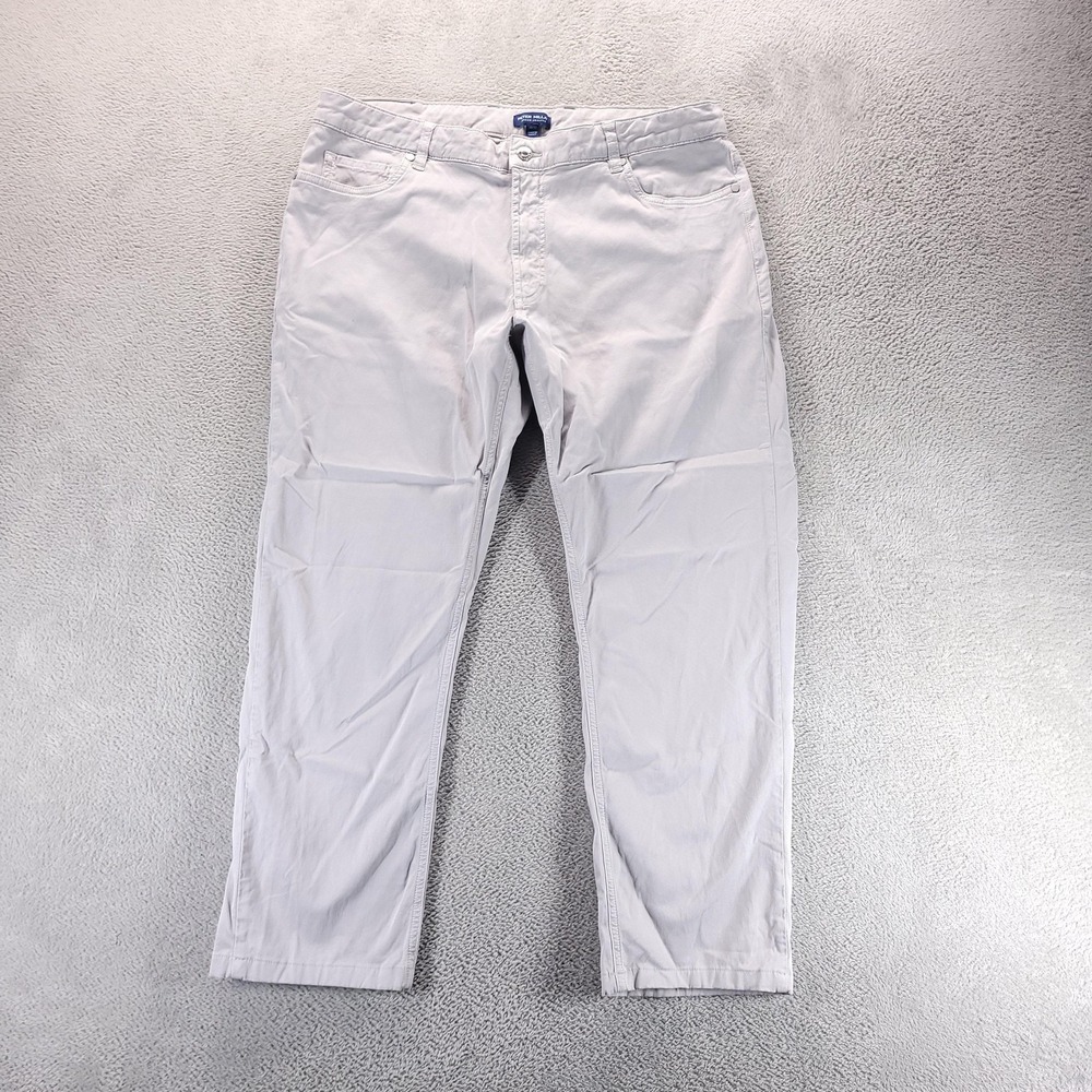 Peter Millar Pants Mens 38x27 Gray Wayfare Slim Chino Stretch Casual Office